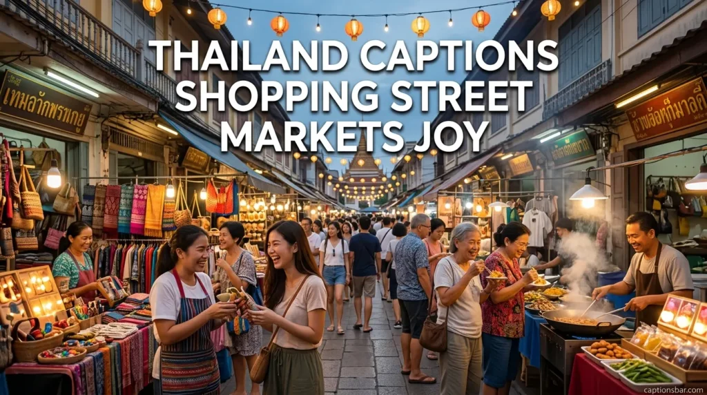 Thailand captions shopping street markets joy