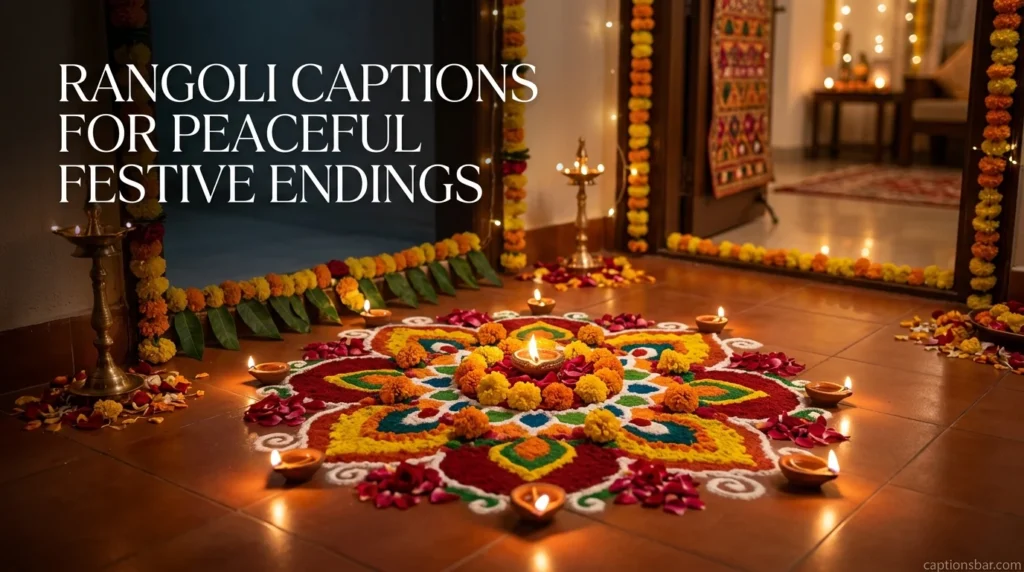 Rangoli captions for peaceful festive endings
