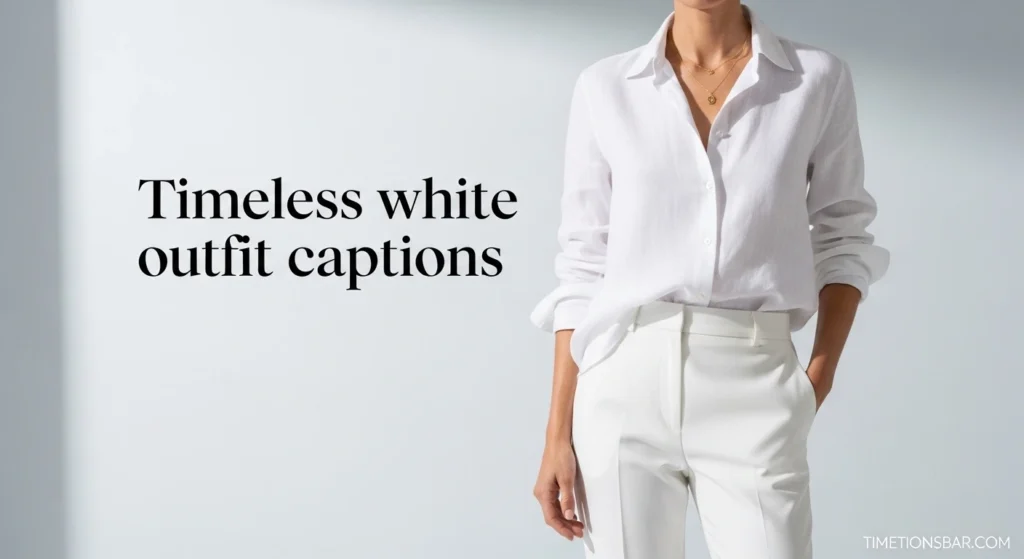 Timeless white outfit captions
