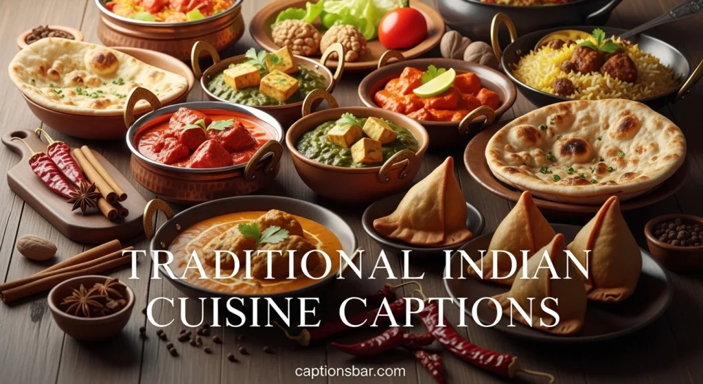 Traditional Indian Cuisine Captions