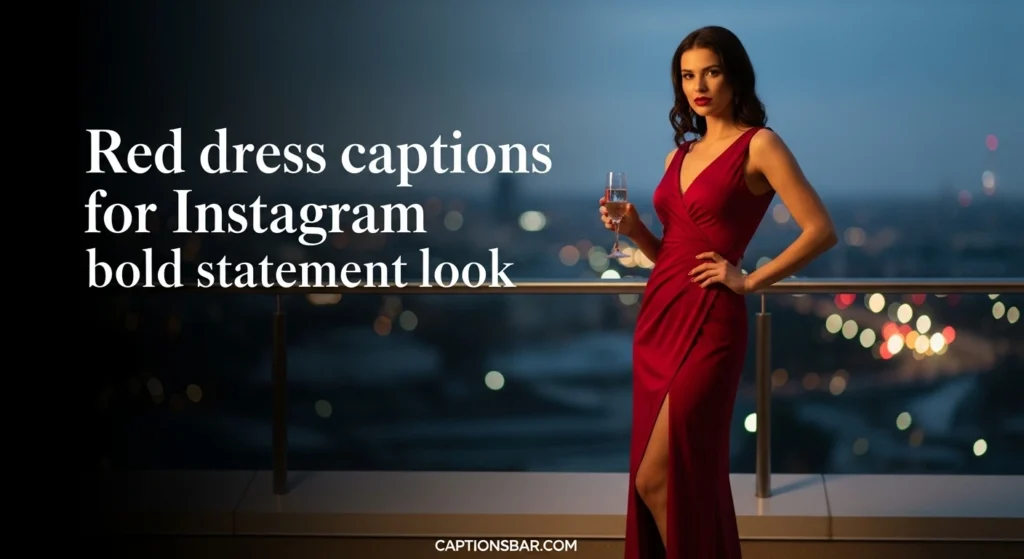 Red dress captions for Instagram bold statement look