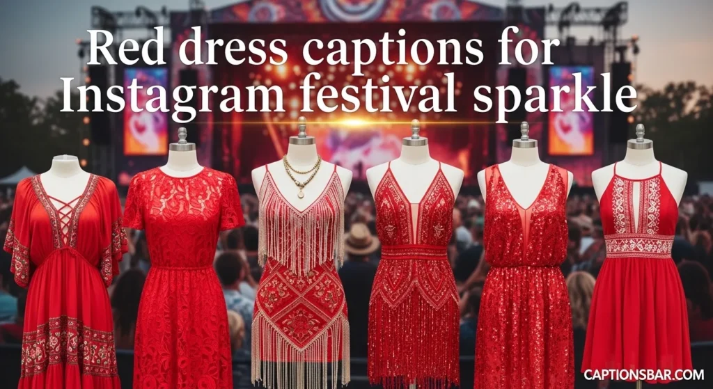 Red dress captions for Instagram festival sparkle