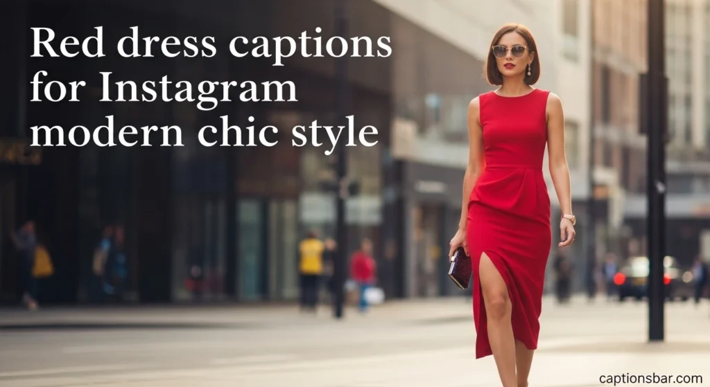 Red dress captions for Instagram modern chic style